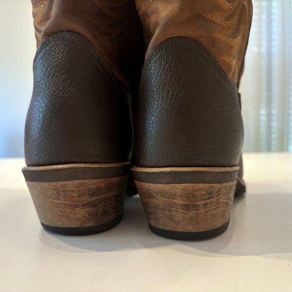 Abilene Men's Brown Leather Western Stitched Cowboy Ranch Boots Size 10 B - Picture 9 of 12